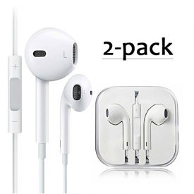 XtreMates Premium Earphones/Earbuds/Headphones with Stereo Mic&Remote Control for iPhone iPad iPod Samsung Galaxy and More Android Smartphones[White][2-PACK]
