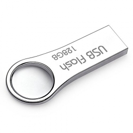 Metal USB 2.0 Flash Drive 128GB with Key Ring – Silver (USB/H0128)