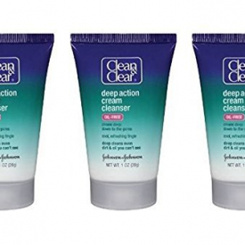 Clean & Clear Deep Action Cream Cleanser, 1 Oz Travel Size (Pack of 3)