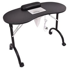 Giantex Folding Portable Vented Manicure Table Nail Desk Salon Spa With Fan &Bag (Black)