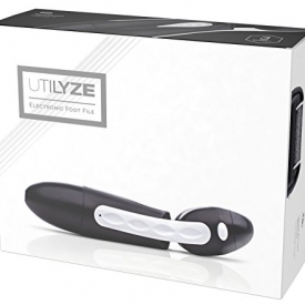 UTILYZE Most Powerful Rechargeable Electronic Foot File Wet & Dry Pedicure Tools Electric Callus Remover With Turbo-Boost Motor, 3 Rollers Included (Black)