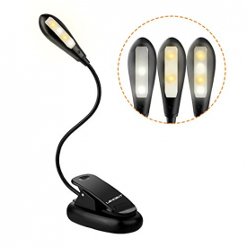 LENCENT USB Rechargeable LED Book Lights, 3 Modes (Warm & White LEDs) Clip Reading Light, LED Clip on Lamp with Eye Care Brightness and Built in Battery for Reading Books, Magazine, Kindle and etc.