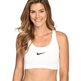 NIKE Women’s Swoosh Sports Bra, White/Black, Small