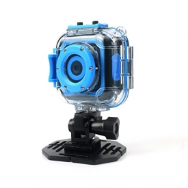 Prismtec Kids Camera Waterproof Digital Action Camera Manufacture 1080P HD Video Camera for Boys Holiday Birthday Gift Learn Camera Toy Sport Camera with Games Bag Hand Leash Head Strap Funny Sticker