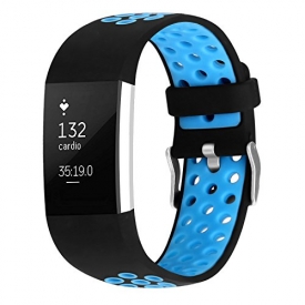 For Fitbit Charge 2 Bands, Soft Silicone Adjustable Replacement Sport Strap Bands for Fitbit Charge 2 Smartwatch Fitness Wristband Blue Large