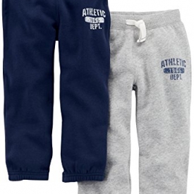 Carter’s Baby Boys’ Toddler 2-Pack Fleece Pant, Grey/Navy, 3T