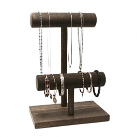 Jewelry Display Stand – Two Tier / Bracelet Watch Stand / Solid Wood T-Bar Display / Craft Show / Boutique Rustic Rack / 2 Tier