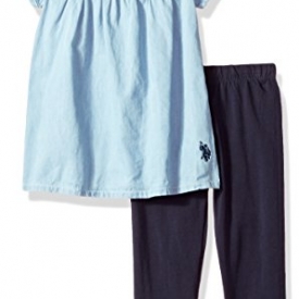 U.S. Polo Assn. Toddler Girls’ Fashion Top and Legging Set, Peacoat, 3T