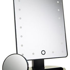Natural Daylight Lighted Makeup Mirror / Vanity Mirror with Touch Screen Dimming, Detachable 10X Magnification Spot Mirror, Portable Convenience and High Definition Clarity Cosmetic Mirror