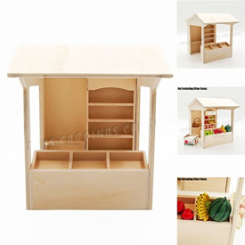 Odoria 1:12 Miniature DIY Grocery Store with Display Counter and Canopy Dollhouse Furniture Accessories
