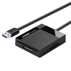 UGREEN SD Card Reader USB 3.0 Card Hub Adapter 5Gbps Read 4 Cards Simultaneously CF, CFI, TF, SDXC, SDHC, SD, MMC, Micro SDXC, Micro SD, Micro SDHC, MS, UHS-I for Windows, Mac, Linux