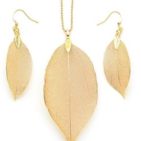 Long necklace for Women Pendant Necklace Gold Bohemian Boho Fashion Jewelry Earrings and Necklace Set Natural Leaf Necklace Anniversary Gifts for Her Valentine’s Day Gifts Birthday Gifts For Women