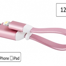 128GB iPhone USB Flash Drive and Charging Cable 2 in 1, iOS Memory Stick, iPad External Storage Expansion for iOS PC Laptops (Rose Gold)