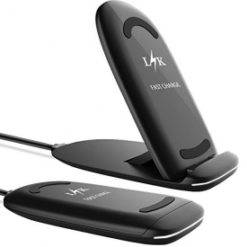Wireless Charger, LK Qi Fast Charging Pad Foldable Stand for iPhone X / 8 / 8 Plus, Note 8 / S8 / S8 Plus, Nexus 5 / 6 / 7, HTC and All Qi-Enabled Devices [Sleep-friendly] [No AC Adapter]