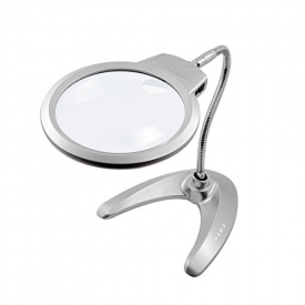 YOUXIU Large Magnifying with Stand, 2X 5X LED Lighted Magnifier Desk Lamp, Hands Free for Reading, Model Building, Jewelry Design, Needlework and More