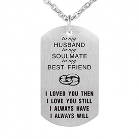 To My Love Wife Husband Soulmate BestFriend Dog Tag Necklace Stainless Steel Military Dogtags Necklaces (to Husband)