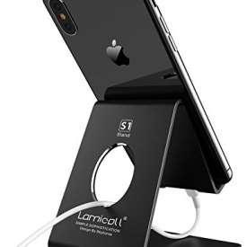 Cell Phone Stand, Lamicall iPhone stand : Cradle, Dock, Holder, Stand For Switch, all Android Smartphone, iPhone 7 6 6s 8 X Plus 5 5s 5c charging, Universal Accessories Desk – Black …
