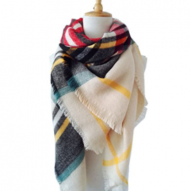 Large Soft Plaid Scarf Women Winter Knit Blanket Scarf Cashmere Feel Shawl and Wraps (17)