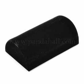Wooden Half Round Jewelry Bracelet Displays, Covered with Velvet, Half Moon Bracelet Display Ramp, Black, 21x12x7cm
