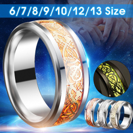 Luminous Gold Silver Dragon Pattern Men’s Ring