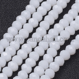 Imitation Jade Faceted Glass Beads Strands, Rondelle, WhiteSmoke, 4x3mm, Hole: 1mm; about 140~145pcs/strand, 18.9″