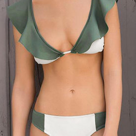 Color Block Flouncing Sexy Bikini Set