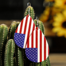 American Flag Printed Earrings – Red