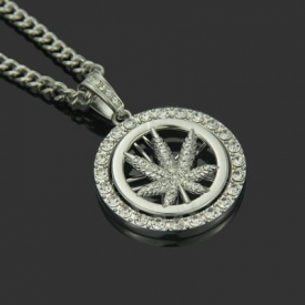 Crystal Miami Dollar sign Rock Pendant Chain Set Bling Rapper Hip Hop Men Cuban necklace