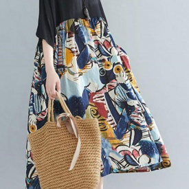 Black Size Tunic Color Block Round Clothes For Plus Size