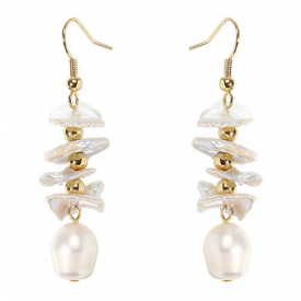 Trendy 18K Gold Shell Pearl Earrings