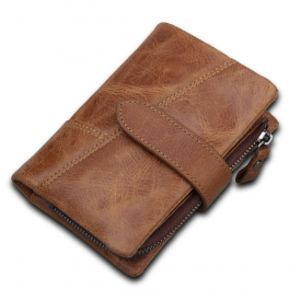 Men’s RFID Blocking Secure Wallet Leather Short Trifold Wallet with Detachable Coin Bag