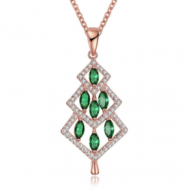 INALIS Christmas Tree Pendant Green Zirconia Necklace Gift