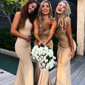 Chicloth Sweetheart Wedding Navy Bridesmaid Dresses Long