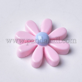 Resin Cabochons, Flower, Pink, 22~23×7~8mm