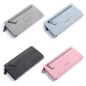 Women Zipper Long Wallet Retro Card Holder Clutches Bags Coin Bags 5.5” Phone Purse For Iphone 7P
