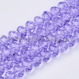 Baking Paint Glass Beads Strands, Faceted Rondelle, Lilac, 3×2.5mm, Hole: 0.9mm; about 139pcs/Strand, 14.17”(36cm)