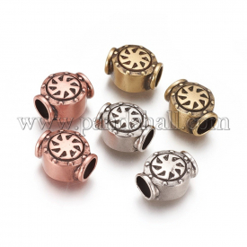 Brass Beads, Large Hole Beads, Long-Lasting Plated, Water Pipe Head, Mixed Color, 14~14.5×11~11.5×7.5mm, Hole: 5.5~6mm
