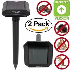 PESGONE Pack of 2 Solar Mole Repellent Electronic Mole Repeller Chaser Control Vole Rodent Gopher Repellent Ultrasonic Not Like Mole Killer Poison Mole Traps That Work Cruel