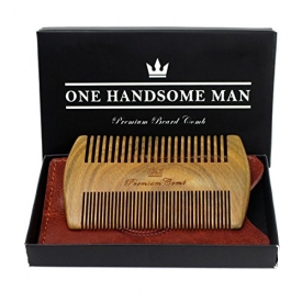 The Ultimate Beard Comb – Quality Sandalwood Comb with Gift Box and Luxurious PU Leather Travel Case – Gifts for Men