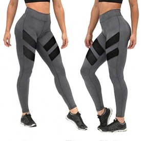 Napoo Clearance Women Geometry Print Colorblock Sports Gym Yoga Workout Athletic Leggings Pants (M, Gray A)