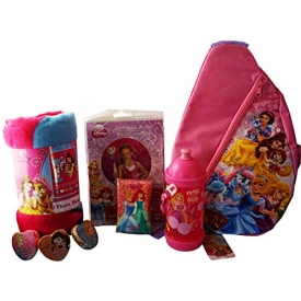 Disneyland Ready Princess Bundle (6 Quality Items): Princess & Pets’ Palace Shoulder Bag; Large Warm Fleece Throw; BPA-Free Sip-N-Snack Canteen; Inflatable Baton; Magic Towel; Wallet Tissue Pocket Bag