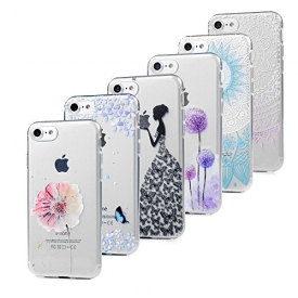 iPhone 8 Case, iPhone 7 Case – 6 Pcs Shock-absorption Soft TPU Rubber Skin Bumper Case Transparent Crystal Clear Cute Colorful Print Patterns Ultra Thin Slim Protective Cover by Badalink – Group 13