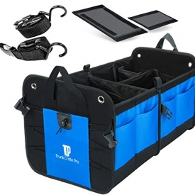 Trunkcratepro Collapsible Portable Multi Compartments Heavy Duty Non-Slip Cargo Trunk Organizer Storage, Blue