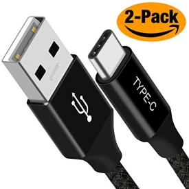 USB Type C Cable, BrexLink USB C Cable (6.6Ft-2Pack) Fast Charger Nylon Braided Cord for Google Pixel,Samsung Galaxy Note 8,S8 S8 Plus, LG V30 G5 G6 V20, Nintendo Switch, HTC U11 Plus (Black