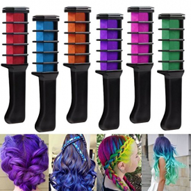 Geeduo Temporary Hair Color with Comb – Washable Hair Chalk for Hair Dye-Non toxic and Safe for Kids, for Party Fans Cosplay DIY (6PC Hair Chalk Pack)