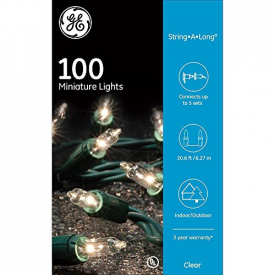 GE Long String White Mini Clear Lights 100 Count Outdoor / Indoor on Green Wire
