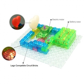 Circuit Kit With Lighted Bricks 115 Different Projects in 1, Best STEM Educational Gift for Boys and Girls Ages 6 – 14, Science Experiment Kit w Electronic Blocks, 34pcs, Circuits for Kids by Pantheon