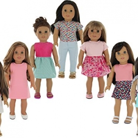American Girl Doll Clothes Wardrobe Makeover- 7 Complete Outfits, Fits 18″ Doll Clothes- by PZAS Toys