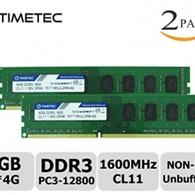Timetec Hynix IC 8GB Kit (2x4GB) DDR3 1600MHz PC3-12800 Non ECC Unbuffered 1.35V/1.5V CL11 2Rx8 Dual Rank 240 Pin UDIMM Desktop PC Computer Memory Ram Module Upgrade (8GB Kit (2x4GB))