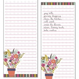 Set of 2- Pot of Flowers List Pad, Notepad, Shopping List with Attachable Magnet